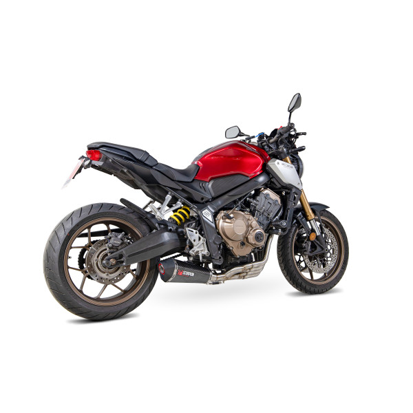 Scorpion Exhaust Honda CB650R Neo Sports Cafe 2019 - 2023 Serket Taper Full System Carbon Fibre Sleeve